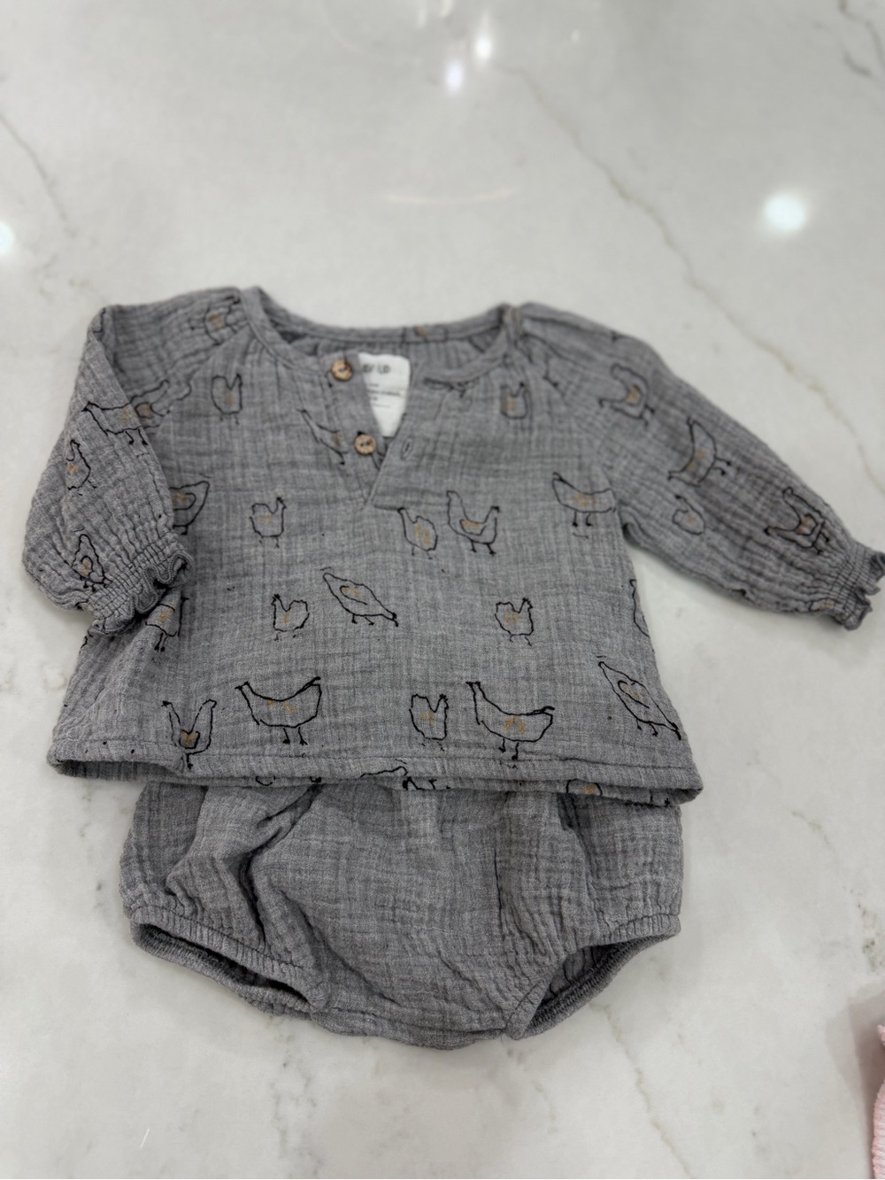 PlayUp Baby Chicken Print Two-Piece Set